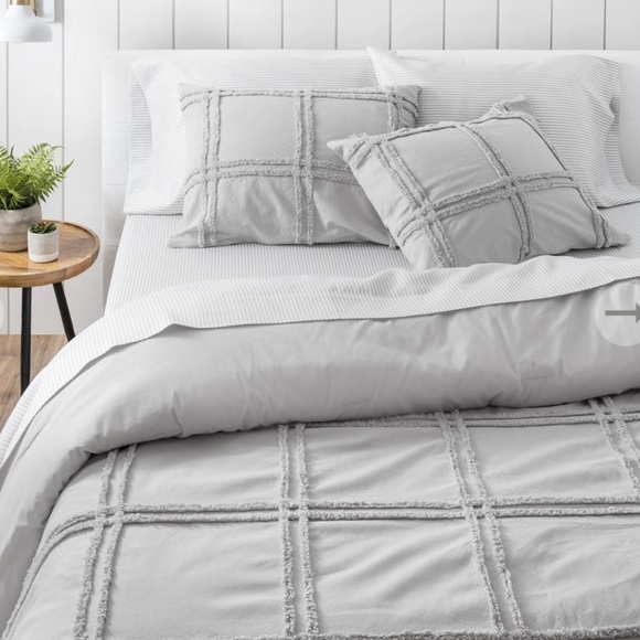 MARTHA STEWART white - Skylar Chenille Duvet Cover  - QUEEN Size - Picture 1 of 11